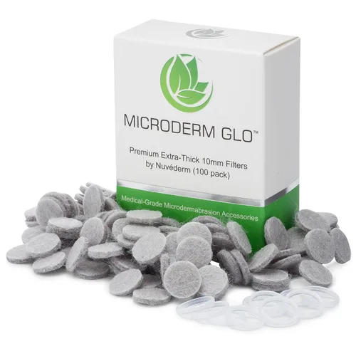 Microderm GLO Nuvéderm - Filtros extra gruesos de 0.394 pulgadas (100 unidades), accesorios de microdermoabrasión de grado médico con tecnología