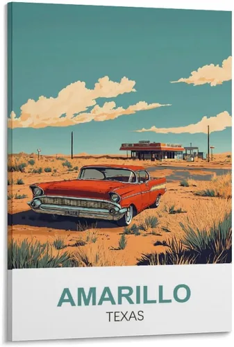 Amarillo Texas Vintage Travel Poster 12x18inch(30x45cm) Canvas Wall Art Prints