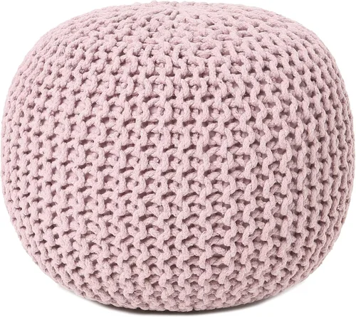 Vista 25 de REDEARTH Puf Otomano Redondo - Tejido a Mano Cable Boho Poof - Pouffe Reposapiés Circular para Sala de Estar - Dormitorio - Patio - 100% Algodón