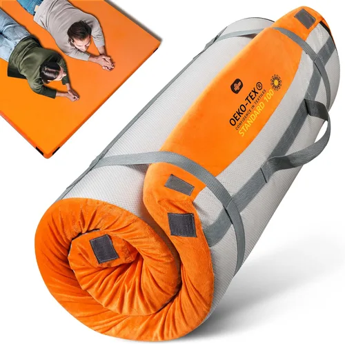 Vista 10 de GAIALOOP Colchón de Espuma Viscoelástica de 3 Pulgadas para Acampar, Almohadilla de Dormir de Doble Capa Gruesa para Coche, Tienda, Cama