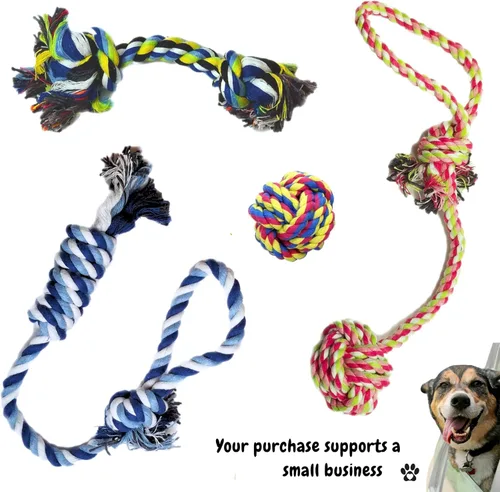 Vista 9 de otterly mascotas Cachorro Perro Mascota Cuerda Juguetes para pequeñas y medianas perros (Conjunto de 4)