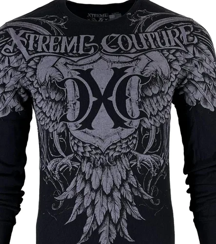 Vista 7 de Xtreme Couture by Affliction - Camiseta térmica para hombre, color negro atrevido, Negro