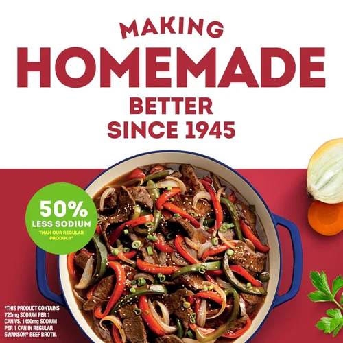 Vista 2 de Swanson Caldo de carne con 50% menos de sodio, 14.5 oz.