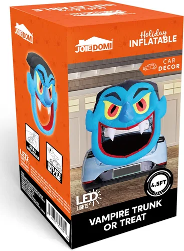 Vista 7 de Joiedomi Decoraciones inflables de Halloween para exteriores, kit de decoración de maletero o auto, vampiro aterrador inflable con LED
