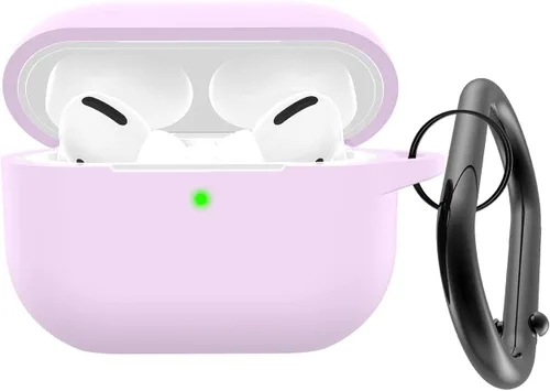 Vista 9 de Funda para Airpods Pro 2 con llavero, funda protectora de silicona suave rosa para Apple Airpods Pro Gen 2, LED frontal visible