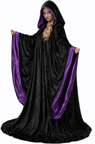 Vista 2 de Bata de terciopelo para Halloween, cosplay, unisex, talla única, extra larga