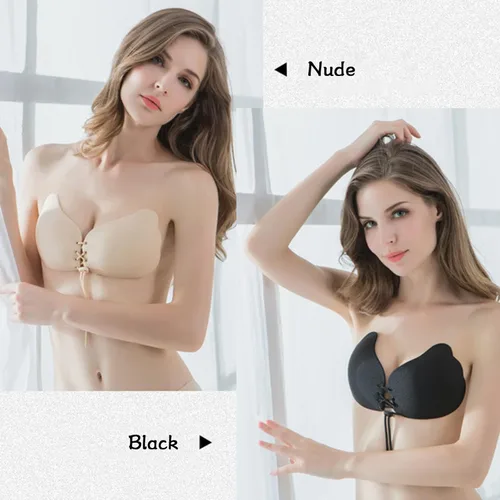 Vista 7 de GTETKDE Sujetador sin tirantes sin espalda con realce invisible reutilizable autoadhesivo invisible para vestido de espalda