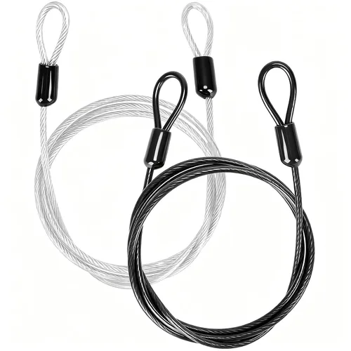 Paquete de 2 cables de seguridad para exteriores y viajes con bucles, alambre de seguridad trenzado de 3.3 pies x 1/8 pulgadas (1m x 3mm), cable de