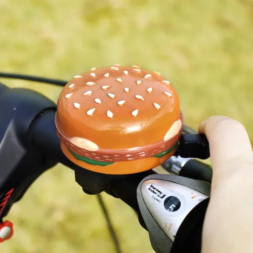 Vista 8 de MARQUE Hamburger Bike Bell – Campana de bicicleta para la mayoría de bicicletas, también se adapta a bicicletas de equilibrio y scooter, accesorio