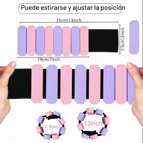 Vista 2 de Juego de 2 pesas para tobillo y muñeca para mujer, pesas ajustables (1 libra cada una), para caminar, yoga, danza, gimnasio