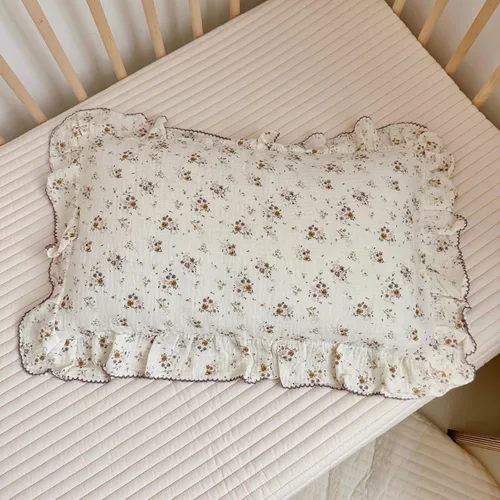Vista 25 de BuLuTu Funda de almohada de muselina de algodón para niños pequeños con bonito patrón de flores de azalea, súper suave, funda de almohada para cuna
