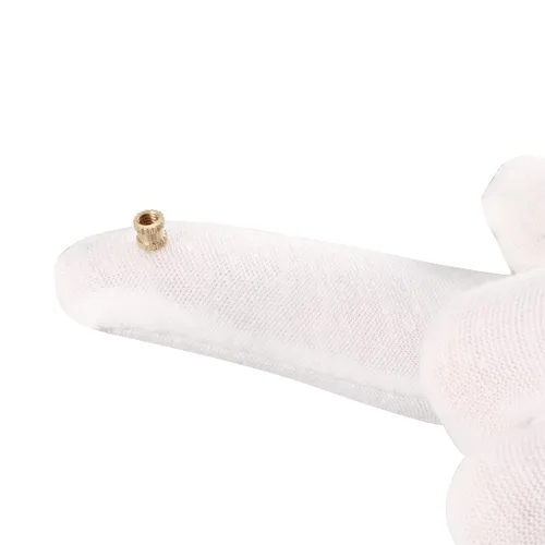 Vista 4 de uxcell Tuercas de inserción moleteadas, 100 piezas M3 x 0.157 in de longitud x 0.157 in de diámetro externo, rosca hembra de latón, tuerca