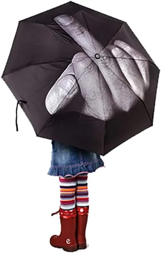 Vista 3 de Paraguas creativo de dedo medio Paraguas plegable compacto de viaje, divertido paraguas no automático para sol y lluvia