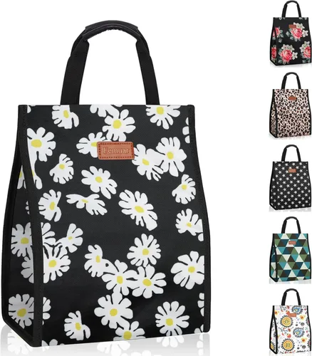 Vista 9 de Bolsas de almuerzo para mujer, aisladas, reutilizables, con bolsillo interno, bolsa de almuerzo para adultos para el trabajo