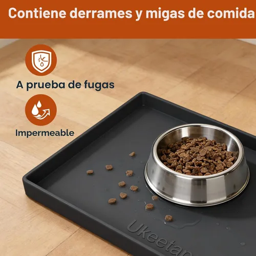 Vista 3 de ukeetap Tapete de silicona extra grueso impermeable con borde elevado de 19 x 12 pulgadas, sin BPA, antideslizante, para perros y gatos, tapete