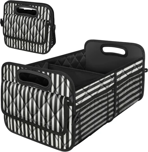 Vista 18 de Organizador de maletero Deosk con 6 bolsillos - Accesorio de almacenamiento para coches, SUV, minivans y camionetas - 50L Poliéster impermeable Beige