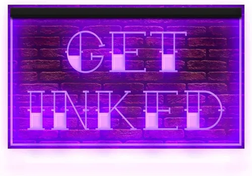 Vista 8 de 100020 Get Inked Tattoo Piercing Shop Display - Letrero de neón con luz LED (12 x 8 pulgadas, azul)