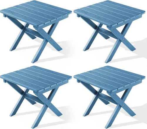 Vista 20 de SERWALL Mesa plegable portátil Adirondack para exteriores, material de HDPE, no requiere montaje, resistente a la intemperie, capacidad de 110