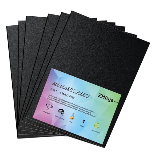 Vista 10 de Hojas de plástico ABS color negro, 0.060 pulgadas de grosor, 12 x 12 pulgadas, paquete de 6 para corte láser y moldeables
