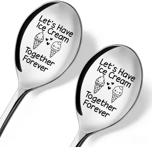 Vista 14 de Ice Cream Together - Paquete de 2 cucharas con caja de regalo, cucharas de helado para parejas, nuestras cucharas de helado, cucharas para regalos