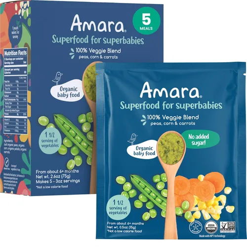 Vista 17 de Amara - Alimentos orgánicos para bebés - Etapa 2 - Papa de col rizada - Cereal para bebés para mezclar con leche materna, agua o fórmula infantil