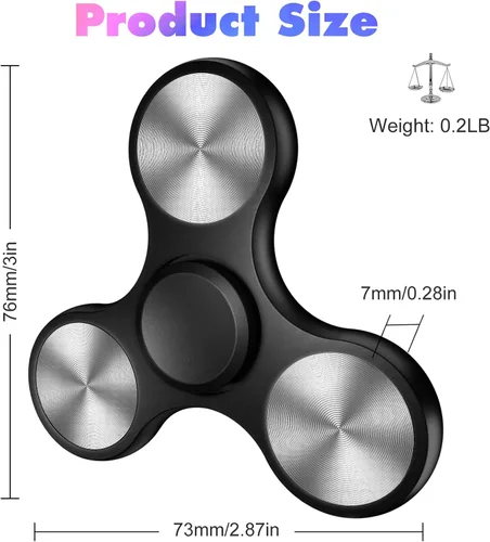 Vista 3 de Fidget Spinners, 3-8 minutos de giros de acero inoxidable con rodamiento de metal Fidget Spinner, EDC TDAH estrés ansiedad alivia juguetes