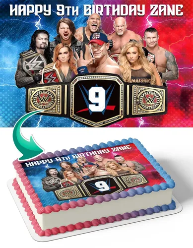 Cakecery Championship Title Belt Wrestling Comestible Cake Image Topper Birthday Cake Banner 1/4 hoja