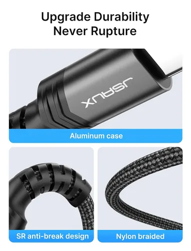 Vista 6 de JSAUX Cable USB C a conector auxiliar de audio de 0.138 in [1.6 pies], USB tipo C a 0.138 in, cable estéreo de auriculares compatible con iPhone 16