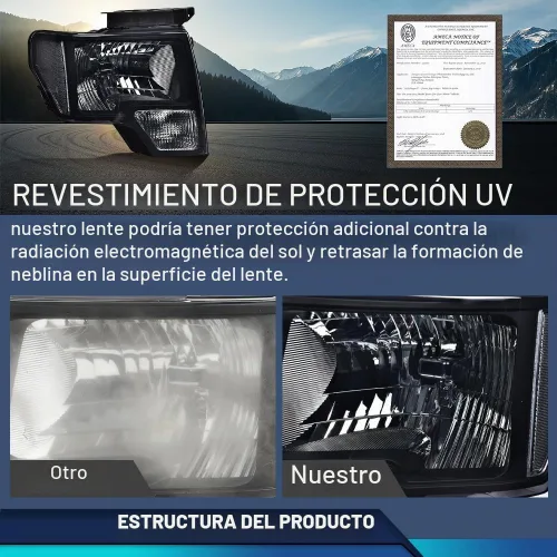 Vista 3 de PIT66 Conjunto de faros LED para Ford F150 2009-2014 Reflector transparente/ámbar