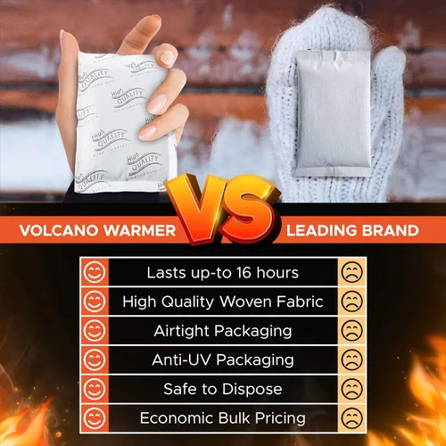 Vista 5 de VOLCANO Disposable Hand Warmers - X-Large Economic Bulk 40-Pack - Air Activated, Lasts 16 Hours for Use in Camping, Hiking, Fishing, Hunting