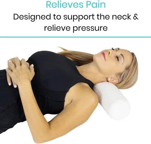 Vista 2 de Neck Roll Pillow - Cervical Cylinder Soft Bolster Lumbar Cushion for Leg, Back - Pain Relief - Small Firm Memory Foam Support for Sleeping, Bed