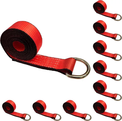 Vista 30 de Mega Cargo Control 1 paquete de correas de lazo de anillo D, amarres de remolque negros de 2 pulgadas para ensamblajes de elevación de ruedas