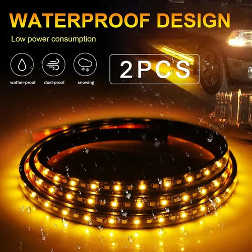 Vista 4 de SOCAL-LED LIGHTING Tira de luz LED para estribo de camión DRL, patada lateral conmutada de 60" (150cm) 12V, luces de giro intermitentes secuenciales