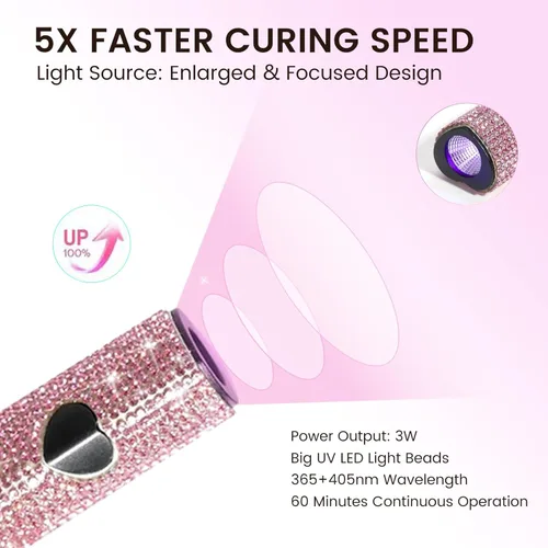 Vista 6 de Luz UV para uñas de gel, mini lámpara de uñas de mano, portátil, inalámbrica, recargable, USB, lámpara LED UV, secador de uñas para secado rápido