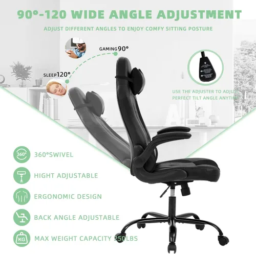 Vista 6 de Silla de juegos barata para PC, silla ergonómica de oficina, silla de computadora, silla reclinable, sillas de videojuegos para niños, silla