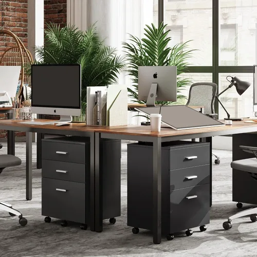 Vista 2 de DEVAISE Gabinete portátil de madera de 3 cajones, Gabinete enrollable para tamaño cartaA4, color negro