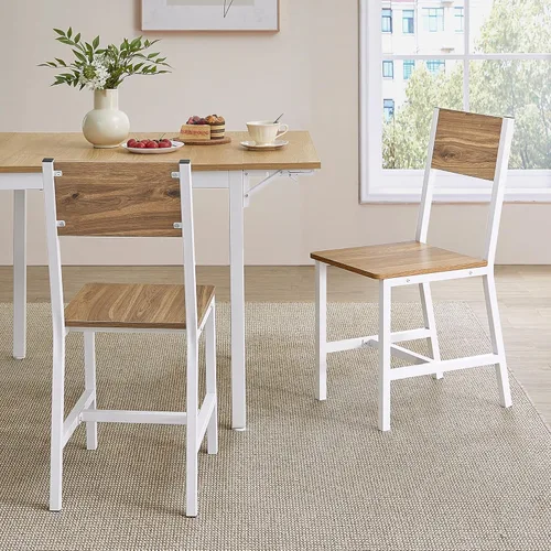 Vista 11 de VASAGLE Juego de 4 sillas de comedor, sillas de madera rústica con estructura de acero metálico, fácil de montar, asiento cómodo, silla moderna