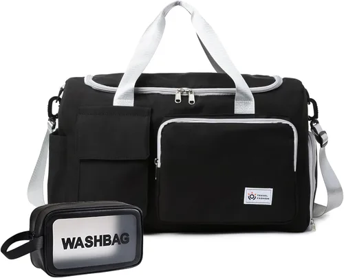 Vista 24 de Bolsa de Gimnasio Pequeña para Mujer, Bolsa de Lona de Viaje, Bolsa de Fin de Semana con Compartimento para Zapatos