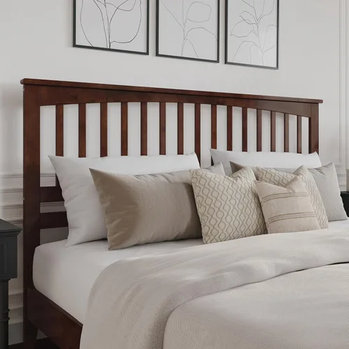 Vista 66 de AFI, Mission - Cabecero de madera maciza individual con cargador acoplable, color gris