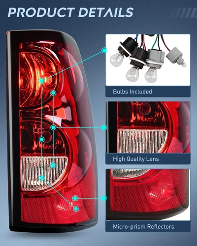 Vista 6 de Nilight Conjunto de luz trasera para Chevy Silverado 1500 1500HD 2500 2500 2500HD 3500 2007 Chevrolet Classic OE estilo pasajero lámpara trasera