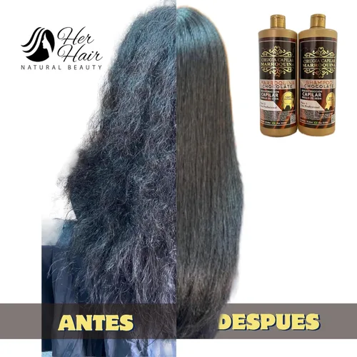 Vista 5 de Generic Ciruga Capilar Marroquina Chocolate 33.8 oz, Champú Chocolate 33.8 oz - Kit 2 Pasos para uso profesional, hidratación profunda, control