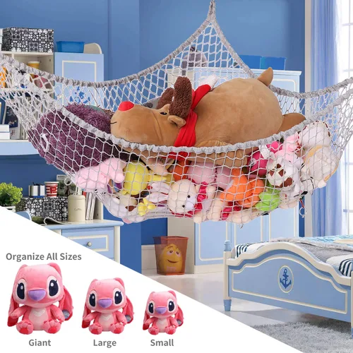 Vista 6 de LXUNYI Stuffed Animal Hammock, Toy Hammock Storage Net, Mesh Toy Net Holder Jumbo Wall Corner Giant Baby Kids Children Stuff animals Hammocks Net