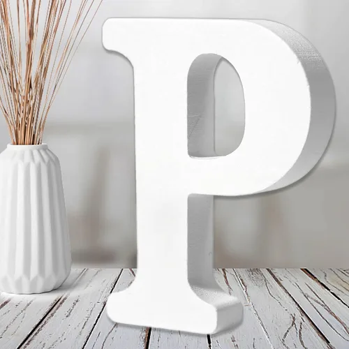 Vista 17 de AOCEAN Letras de madera blanca de 6 pulgadas, letras de madera sin terminar para decoración de pared, letras de pie, rebanadas, decoración