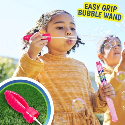 Vista 3 de Maxx Bubbles Paquete de 24 varitas de burbujas a granel de 14.6 pulgadas para juguete de verano, uso de actividades al aire libre e