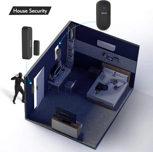 Vista 5 de SECRUI Timbre de puerta, timbre con sensor de puerta con volumen ajustable, fácil instalación, rango de 400 pies, 52 campanillas, M508+D7 timbre