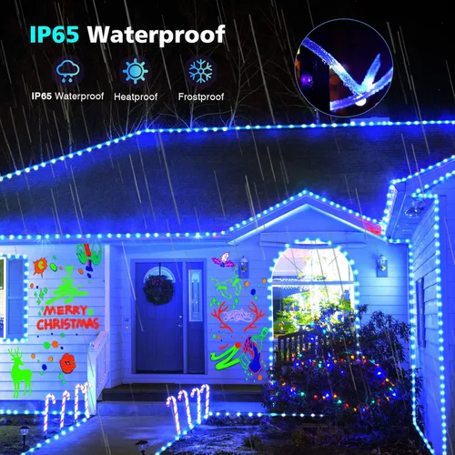 Vista 3 de OMIKA Tira de luces negras conectables de 50 pies, tira de luz negra para exteriores con 150 luces LED, 8 modos de luces UV moradas para Halloween