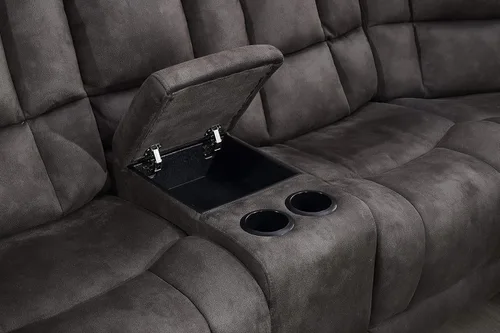 Vista 7 de Betsy Furniture Sofá seccional reclinable de microfibra grande para sala de estar en gris 8019 [izquierda o derecha]