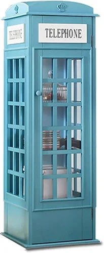 Estantería de madera de 5 niveles con forma de cabina telefónica, bonita estantería de pie para niños y adultos, estante de almacenamiento de madera