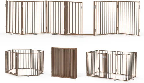 Vista 11 de No Pawblems Puerta para perros de pie independiente, valla plegable para perros de 30 pulgadas de alto para interiores, extensión de puerta extra