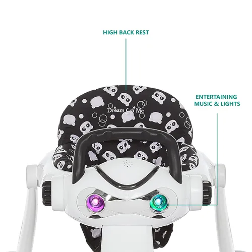 Vista 5 de 2-in-1 Charlie Baby Walker, Easy Convertible Baby Walker, Walk Behind, Height Adjustable, Speed Adjusting Wheels, 360-degree Rotating Seat, Black